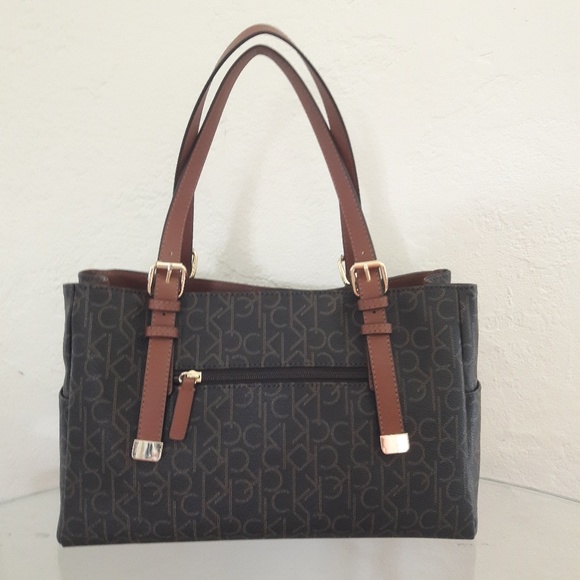 NWT CALVIN KLEIN LOGO SATCHEL HANDBAG PURSE - Picture 4 of 8